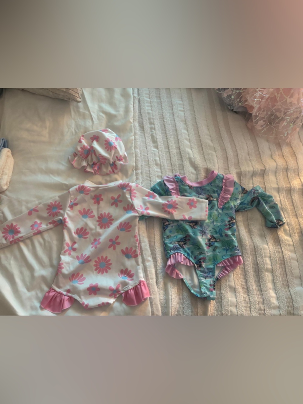 Bundle-Disney Minnie Pink and Turquoise Floral Zip Swim Cover
